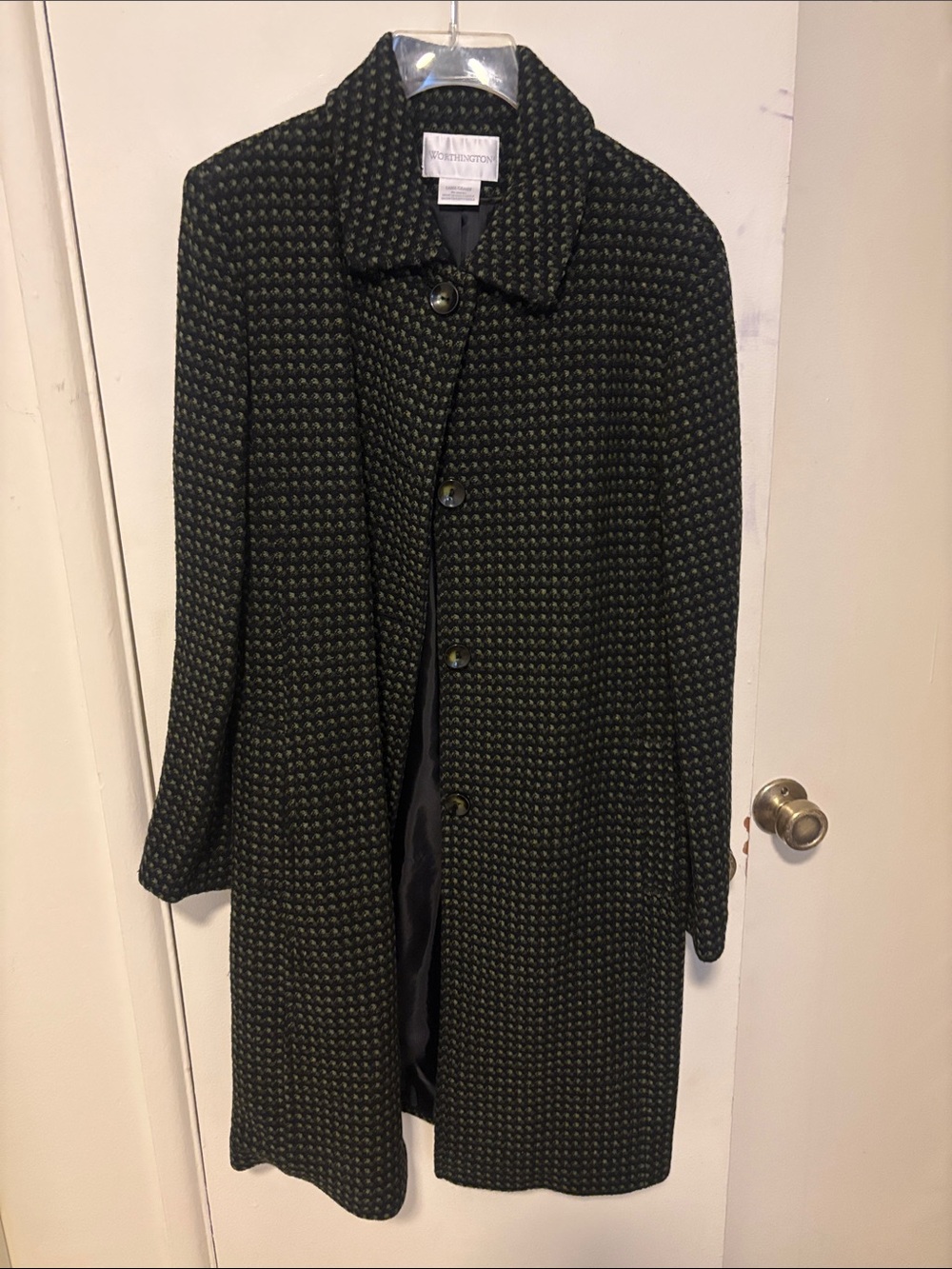 Worthington gray and Black Textured Long Peacoat